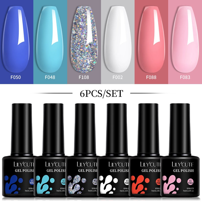 LILYCUTE 6Pcs/Set Macaron Gel Nail Polish Set