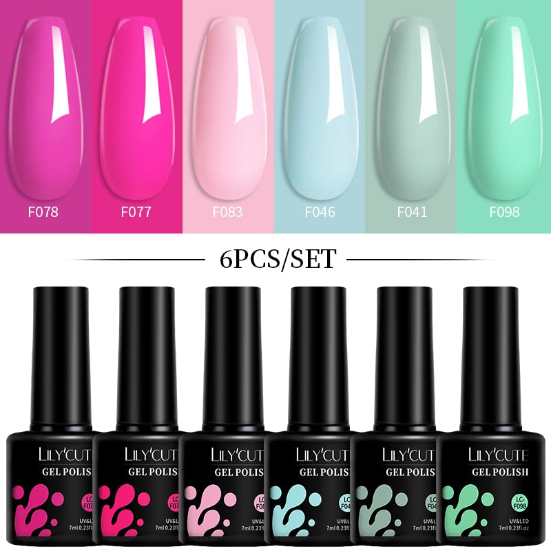 LILYCUTE 6Pcs/Set Macaron Gel Nail Polish Set