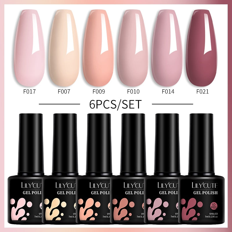 LILYCUTE 6Pcs/Set Macaron Gel Nail Polish Set