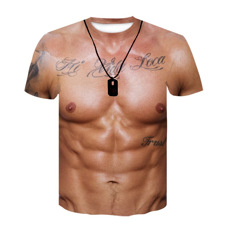 Men's Fashion Funny Muscular Men T-Shirt 3D Printing