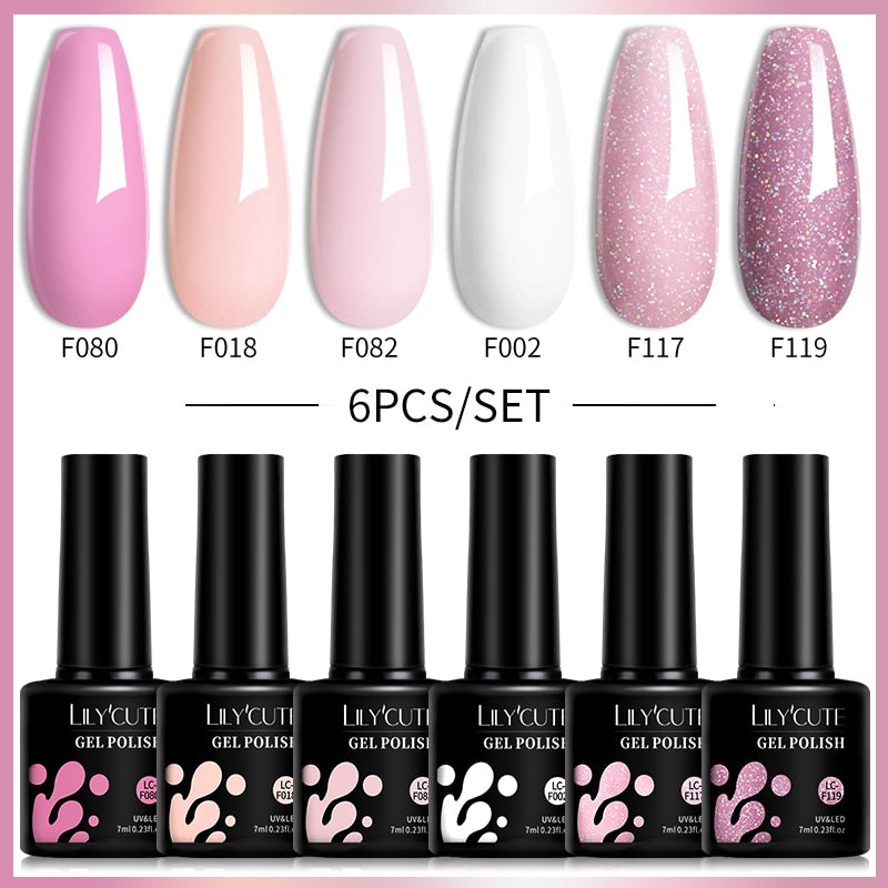 LILYCUTE 6Pcs/Set Macaron Gel Nail Polish Set