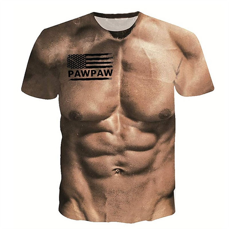 Men's Fashion Funny Muscular Men T-Shirt 3D Printing