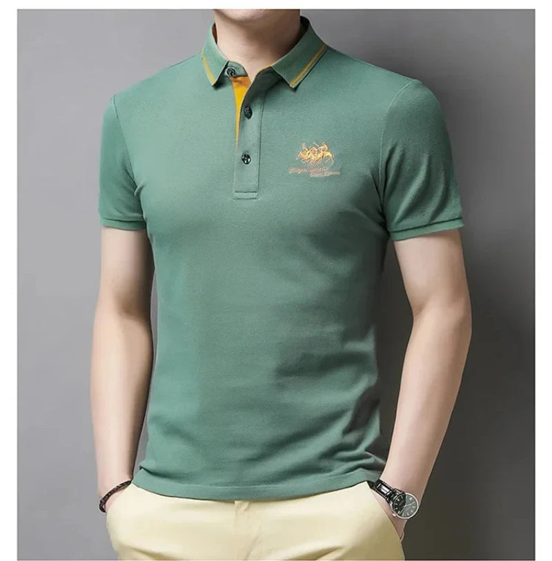 Summer Mens Embroidered Polo Shirts Short Sleeve Shirt Luxury Top Casual Lapel T-shirt Men Breathable Lightweight T Shirt Homme