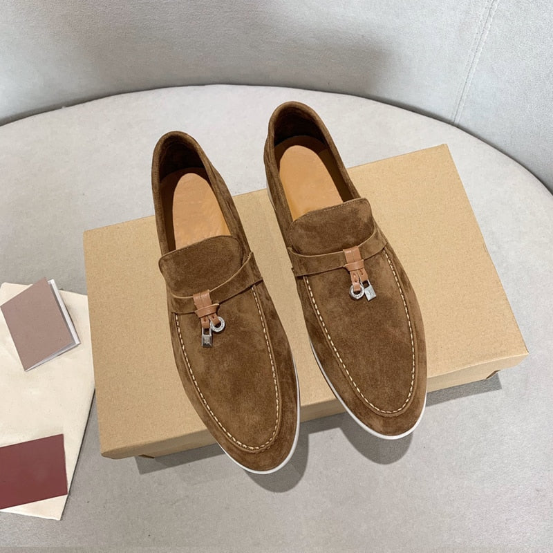 Loafers Suede Leather Flat Walking Shoes 2023