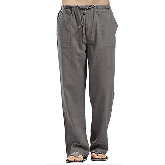 Men's Cotton Linen Pants Summer Solid Color Breathable