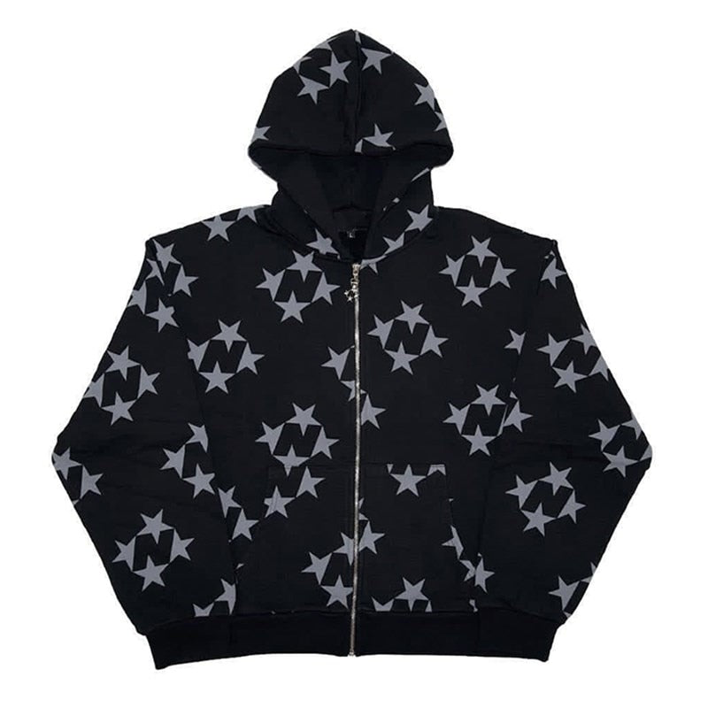 Y2k Hip Hop Zipper Hoodie Men