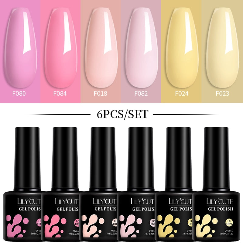 LILYCUTE 6Pcs/Set Macaron Gel Nail Polish Set