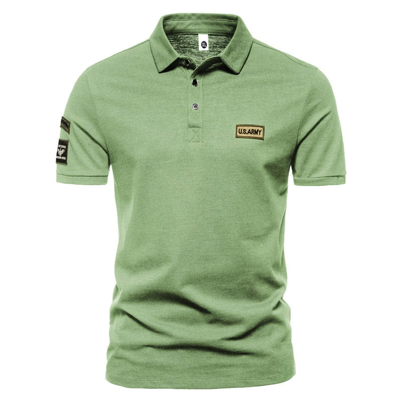 Summer Men's Outdoor Military Style Short-sleeved Lapel T-shirt High Quality Button Casual Business Men's Solid Color Polo Shirt