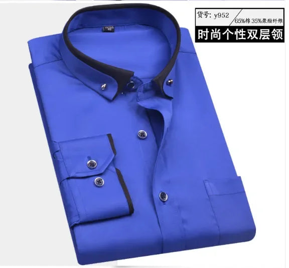 new arrival Spring commercial easy care shirt male oversize long-sleeve fashion formal high quality plus size M-7XL8XL9XL