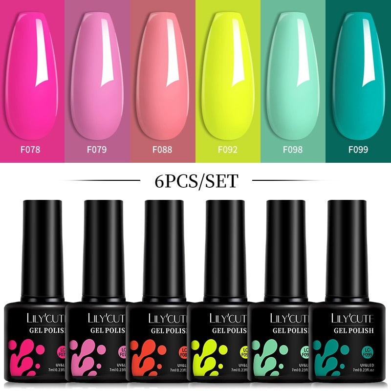 LILYCUTE 6Pcs/Set Macaron Gel Nail Polish Set