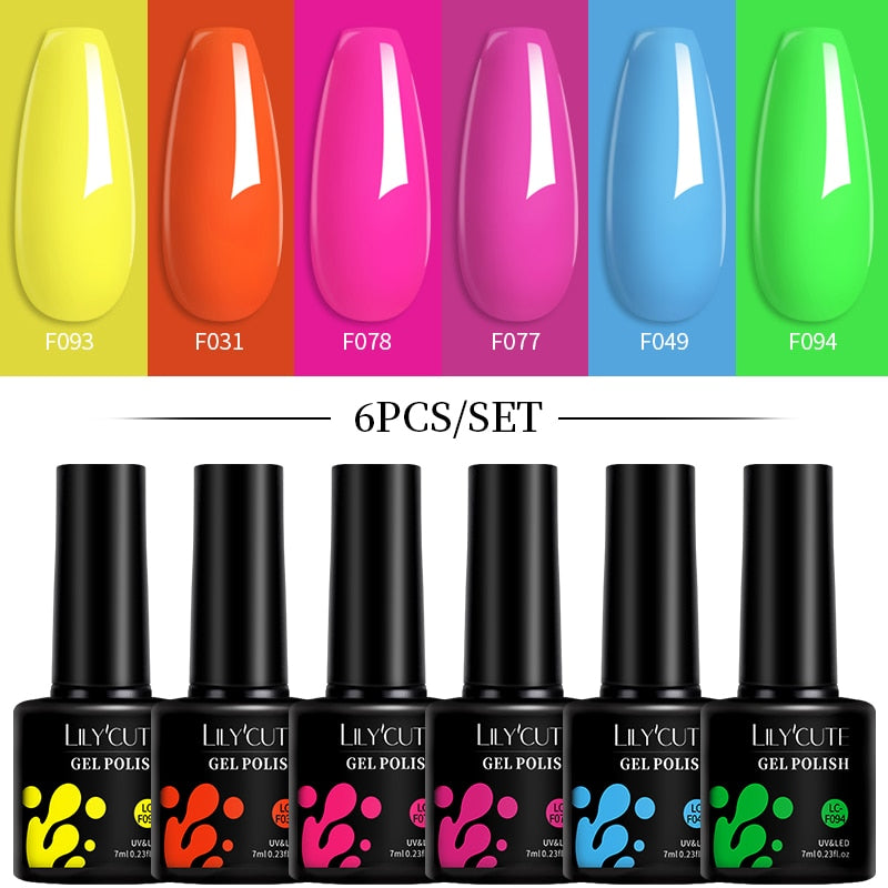 LILYCUTE 6Pcs/Set Macaron Gel Nail Polish Set