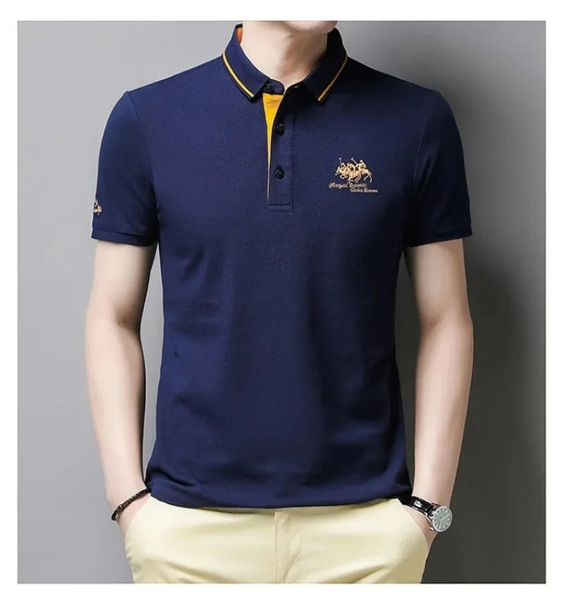 Summer Mens Embroidered Polo Shirts Short Sleeve Shirt Luxury Top Casual Lapel T-shirt Men Breathable Lightweight T Shirt Homme