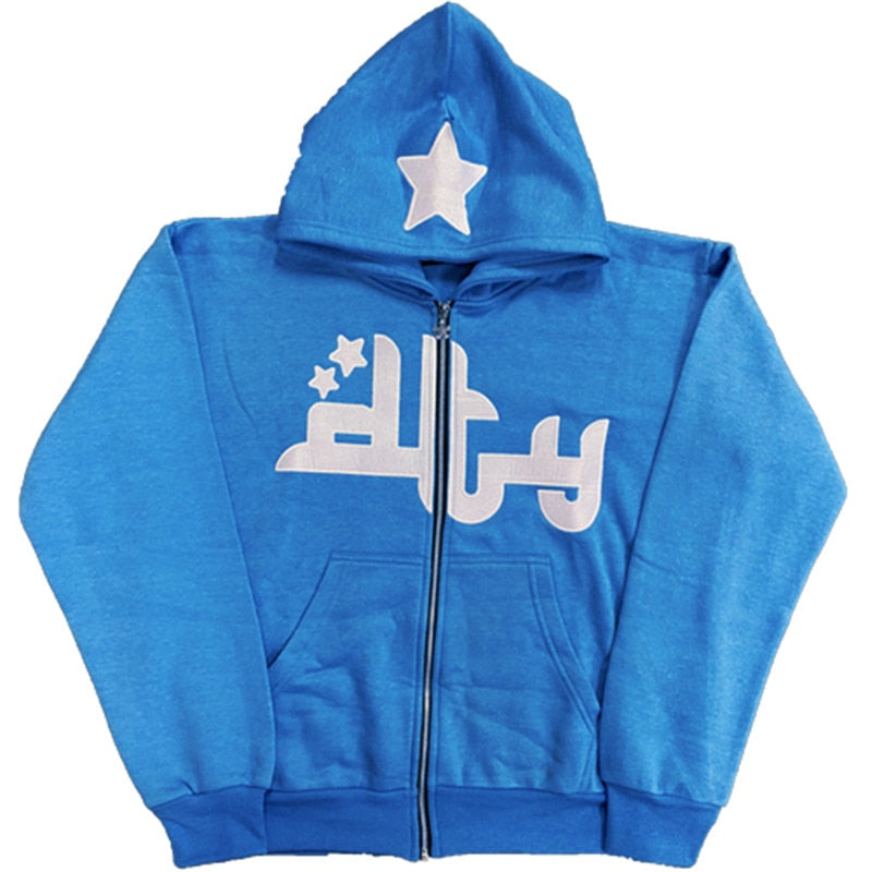 Y2k Hip Hop Zipper Hoodie Men