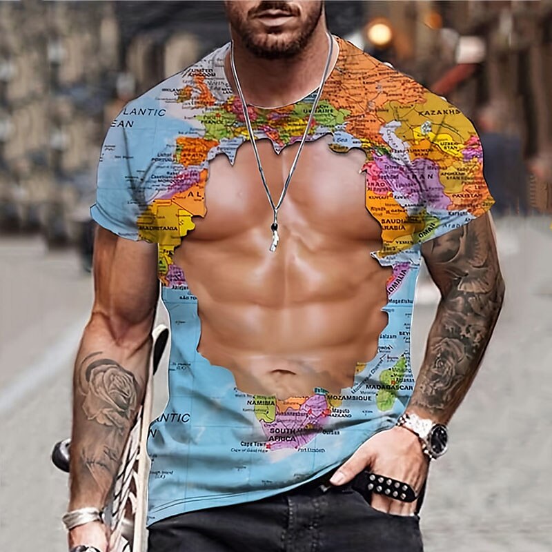 Men's Fashion Funny Muscular Men T-Shirt 3D Printing