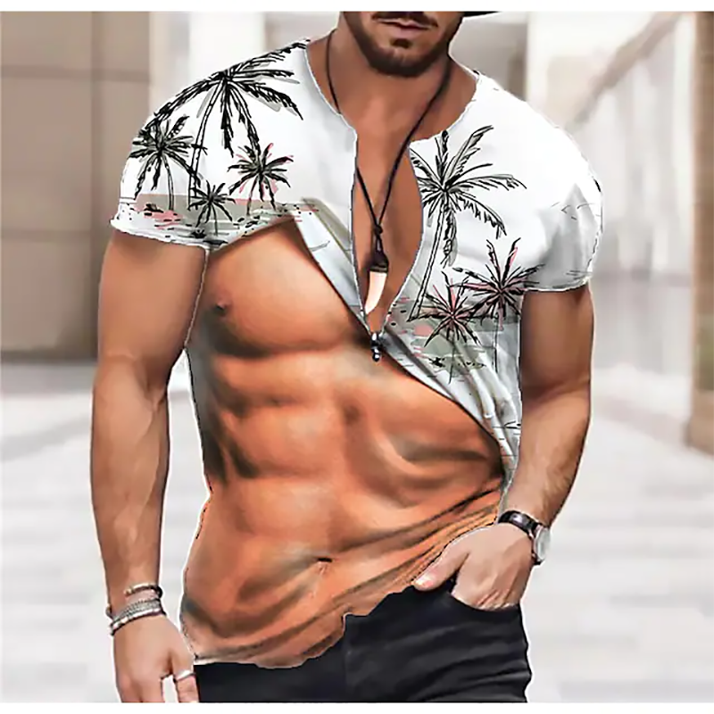 Men's Fashion Funny Muscular Men T-Shirt 3D Printing