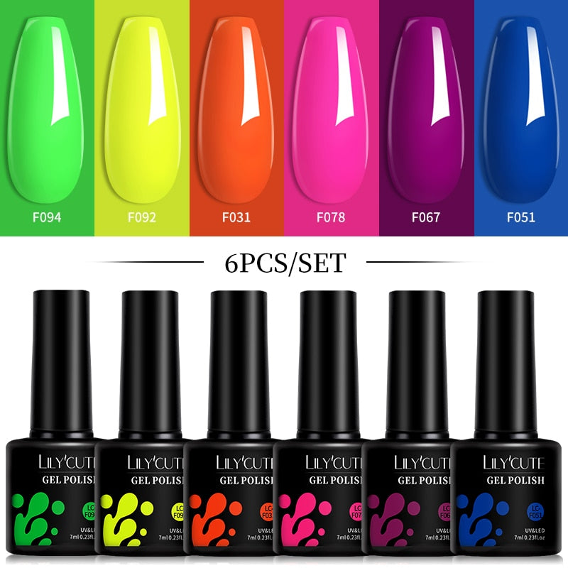 LILYCUTE 6Pcs/Set Macaron Gel Nail Polish Set