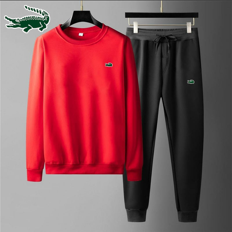 2023 New high-quality men's leisure sports round neck hoodless sweater pullover+outdoor running pants set