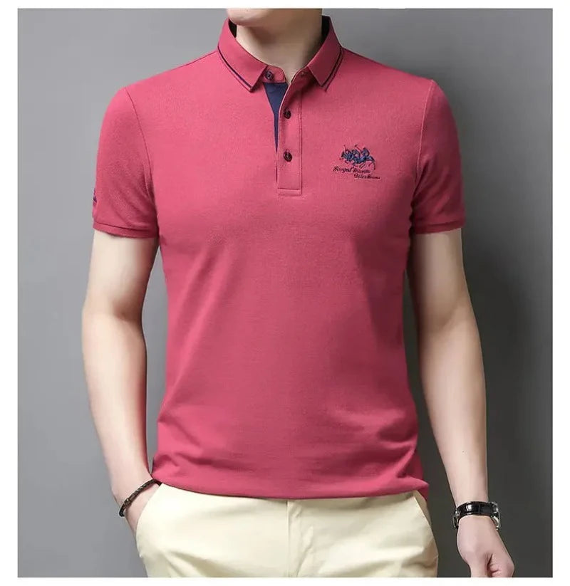 Summer Mens Embroidered Polo Shirts Short Sleeve Shirt Luxury Top Casual Lapel T-shirt Men Breathable Lightweight T Shirt Homme