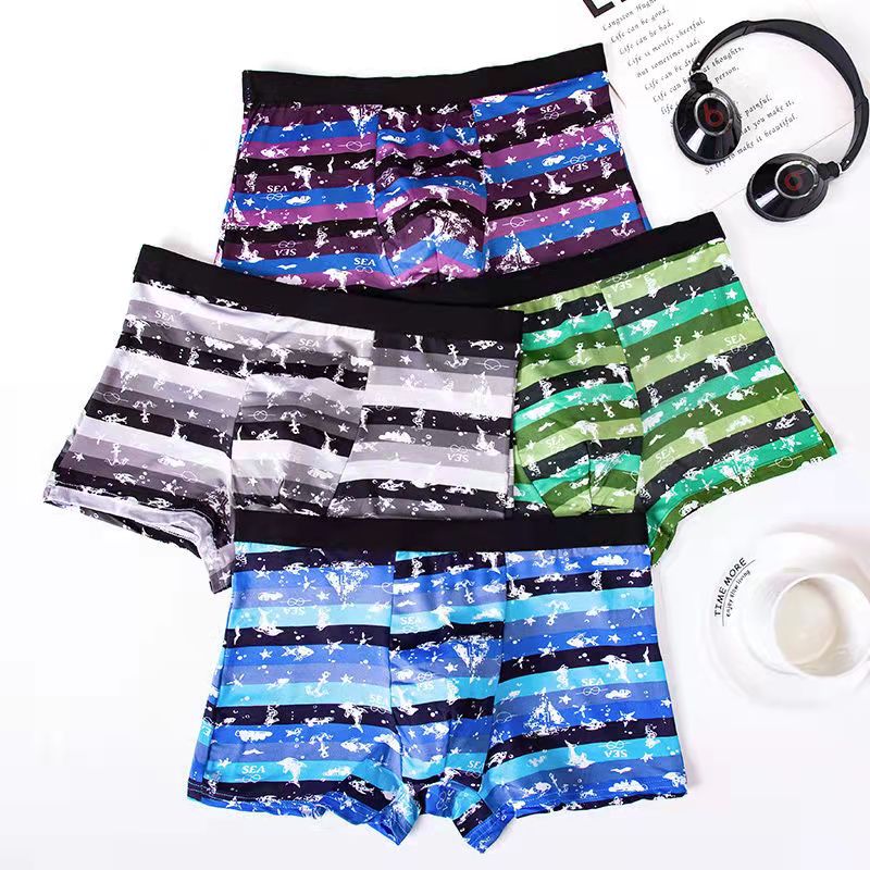 Men's Panties 4pcs/Lot  Male Underpants Man Pack Shorts Boxers Underwear Fashion Sexy Mens Boxer Ultrathin Large Size L-4XL