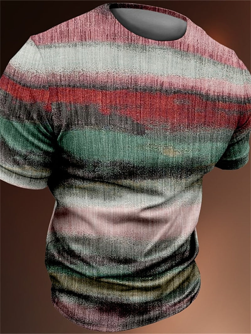 Vintage Men's T-shirt 3d Fashion Patchwork Print T Shirt