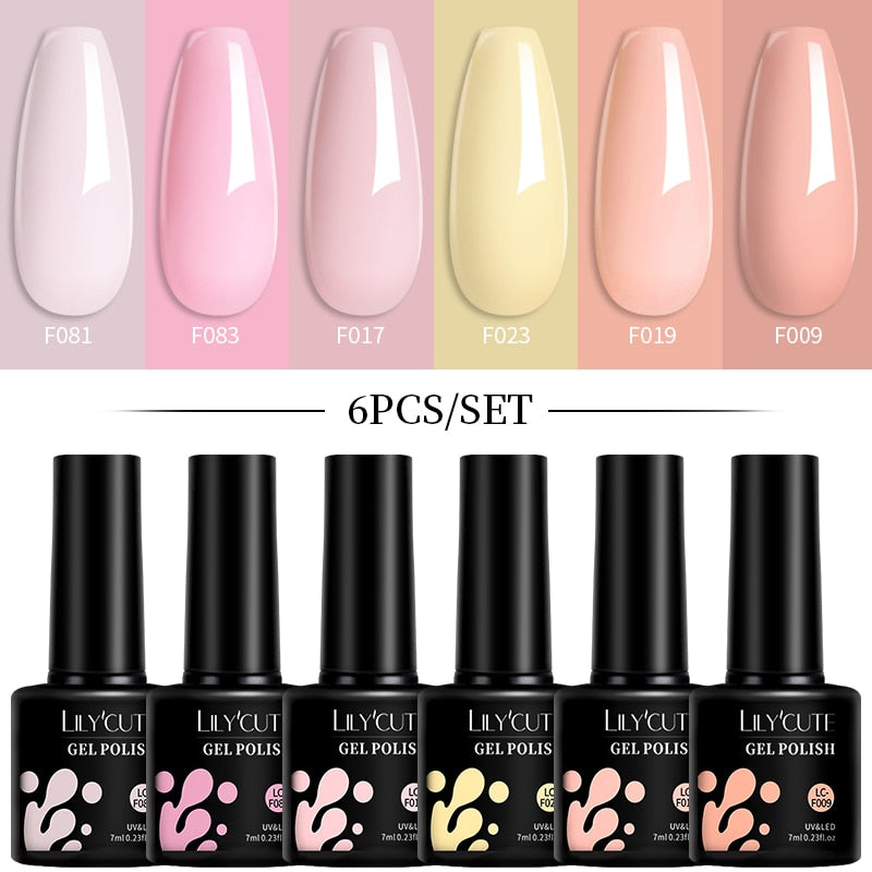 LILYCUTE 6Pcs/Set Macaron Gel Nail Polish Set