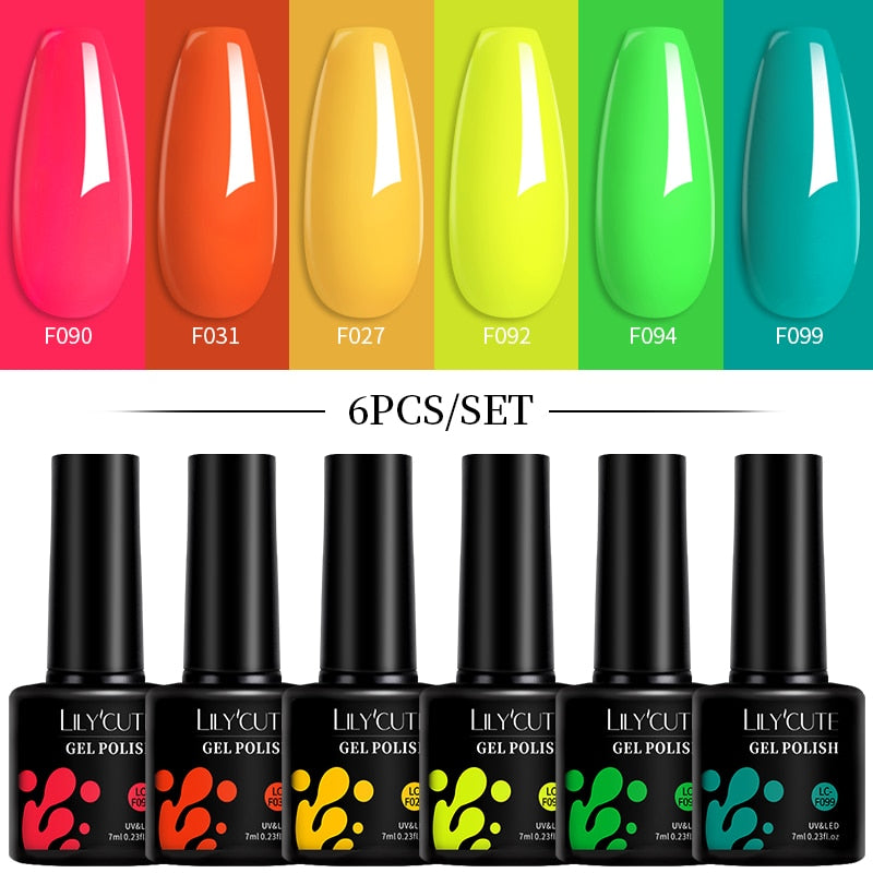 LILYCUTE 6Pcs/Set Macaron Gel Nail Polish Set