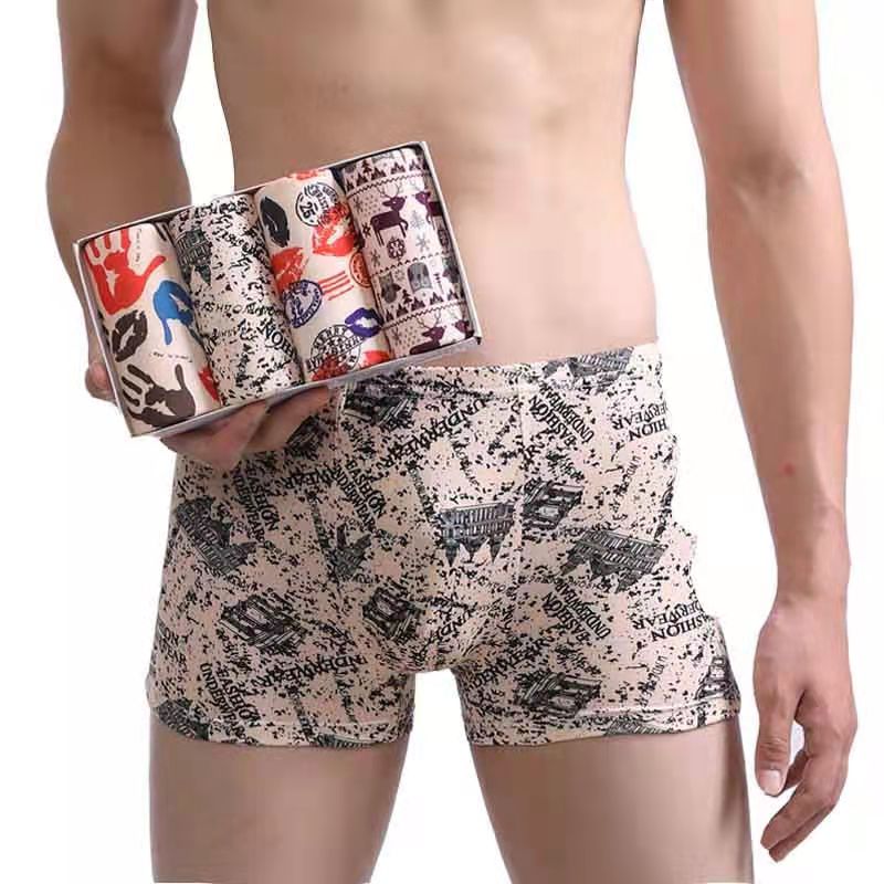 Men's Panties 4pcs/Lot  Male Underpants Man Pack Shorts Boxers Underwear Fashion Sexy Mens Boxer Ultrathin Large Size L-4XL