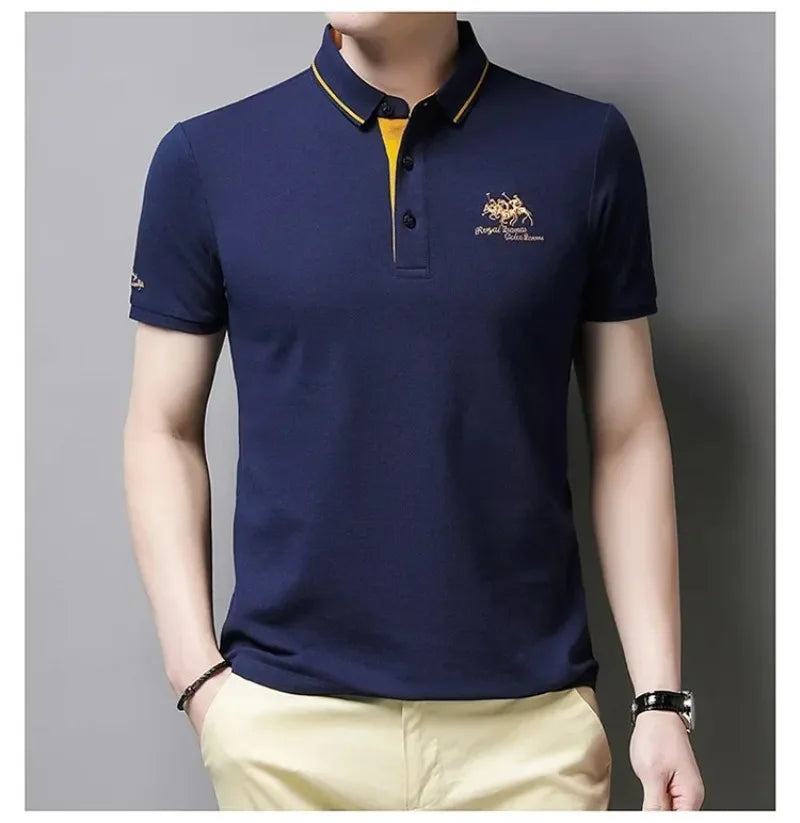 Summer Mens Embroidered Polo Shirts Short Sleeve Shirt Luxury Top Casual Lapel T-shirt Men Breathable Lightweight T Shirt Homme