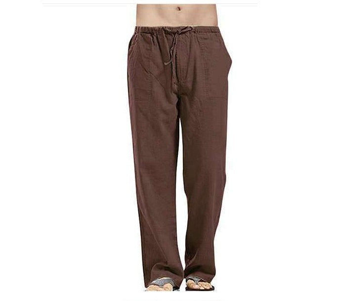 Men's Cotton Linen Pants Summer Solid Color Breathable