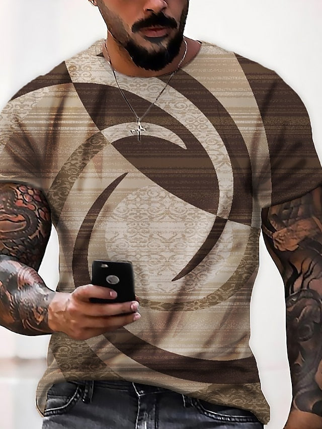 Vintage Men's T-shirt 3d Fashion Patchwork Print T Shirt