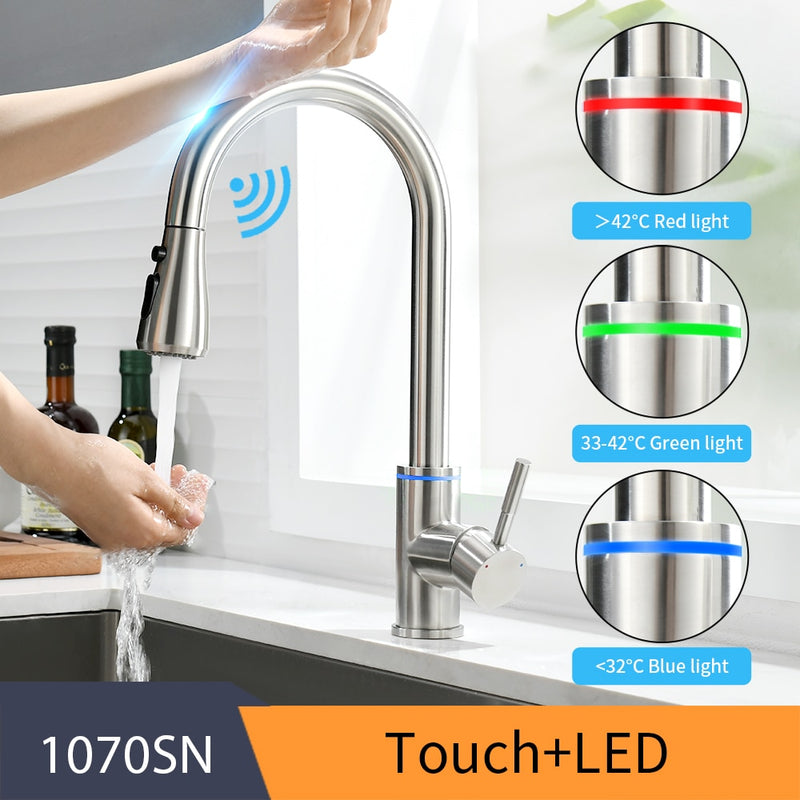 Smart Touch Kitchen Faucets Crane For Sensor Kitchen Water Tap Sink Mixer Rotate Touch Faucet Sensor Water Mixer KH-1005