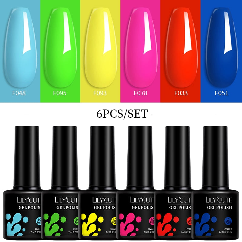 LILYCUTE 6Pcs/Set Macaron Gel Nail Polish Set