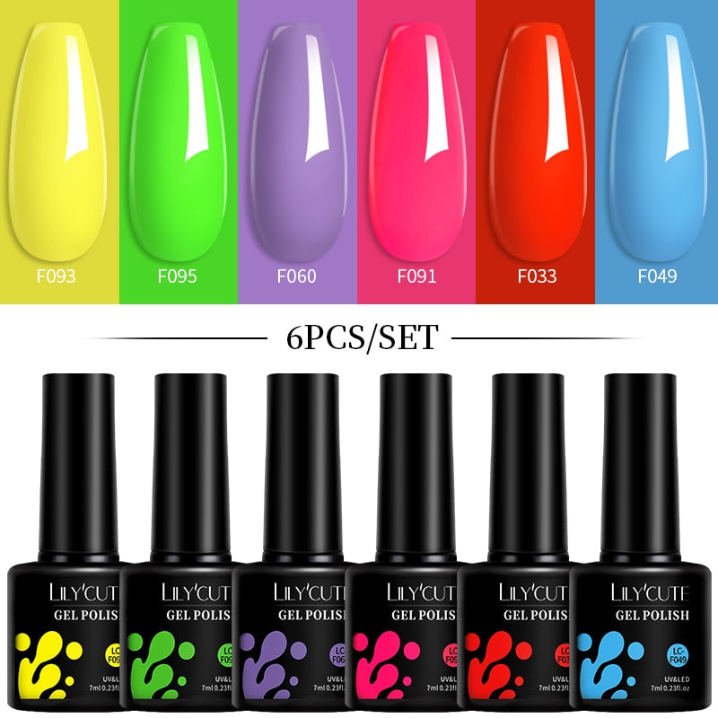 LILYCUTE 6Pcs/Set Macaron Gel Nail Polish Set