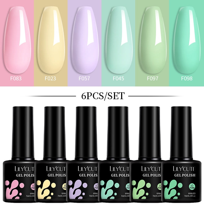 LILYCUTE 6Pcs/Set Macaron Gel Nail Polish Set