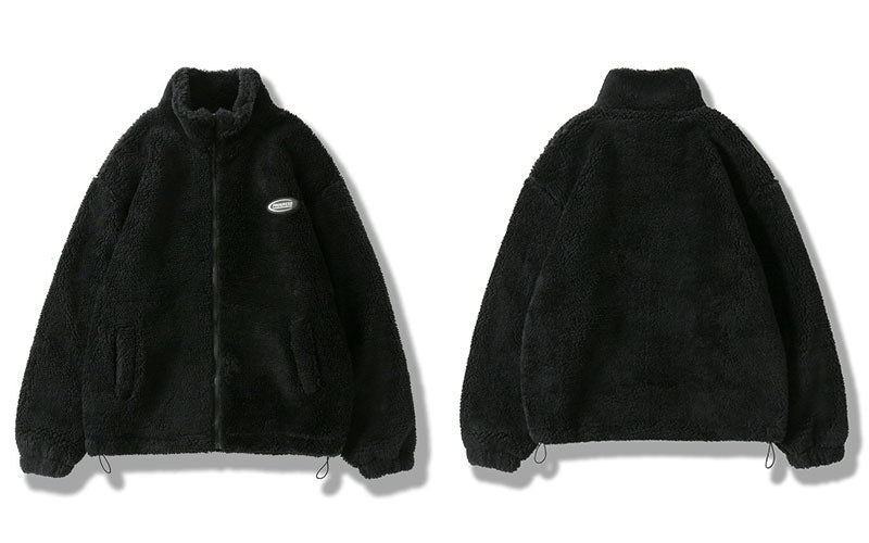 Hip Hop Winter Fleece Fluffy Jacket Streetwear Harajuku Fuzzy Zipper