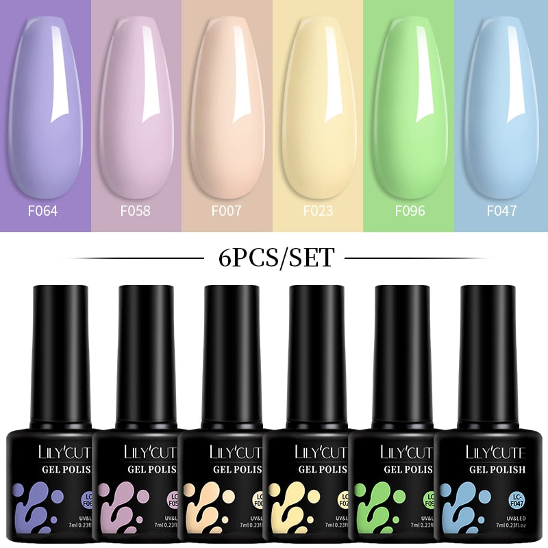 LILYCUTE 6Pcs/Set Macaron Gel Nail Polish Set