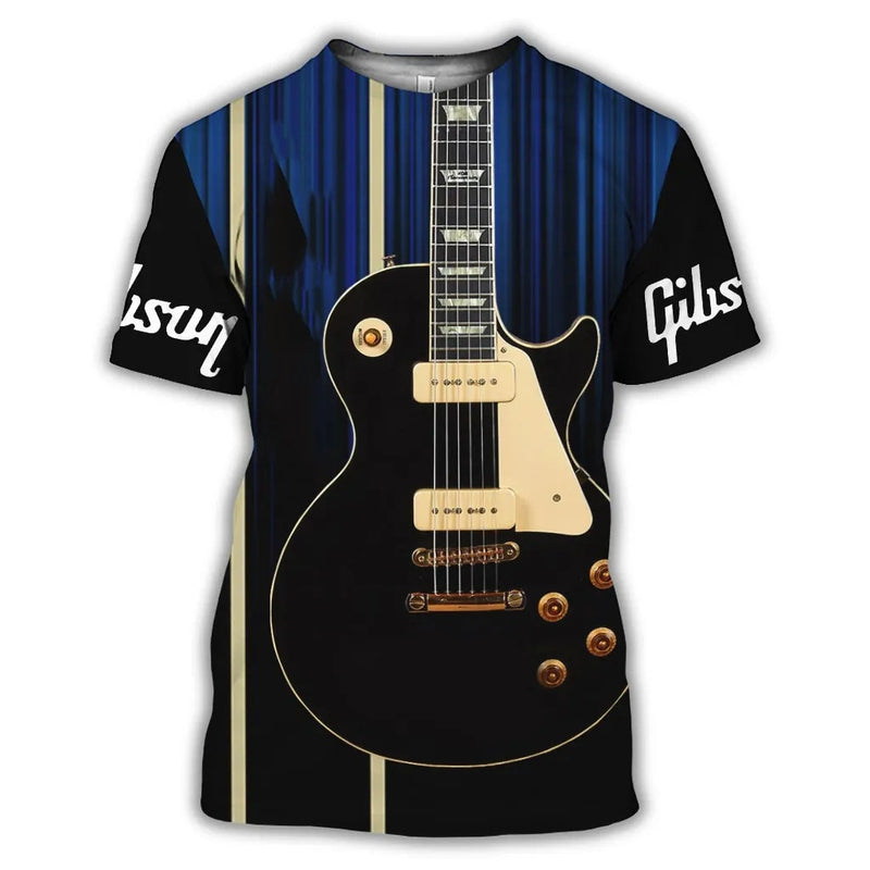 Jazz Men's T-Shirt 3D Print Sax Guitar Clarinet T Shirt Classic