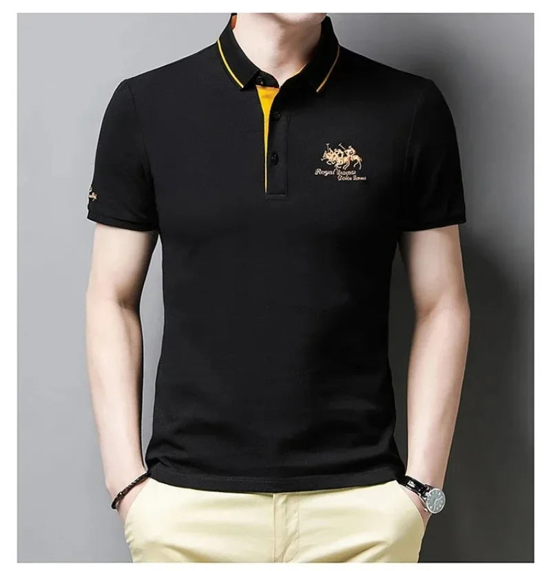 Summer Mens Embroidered Polo Shirts Short Sleeve Shirt Luxury Top Casual Lapel T-shirt Men Breathable Lightweight T Shirt Homme