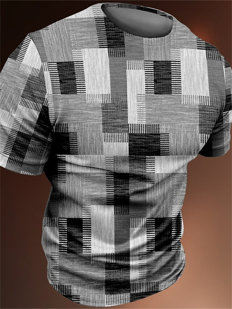 Vintage Men's T-shirt 3d Fashion Patchwork Print T Shirt