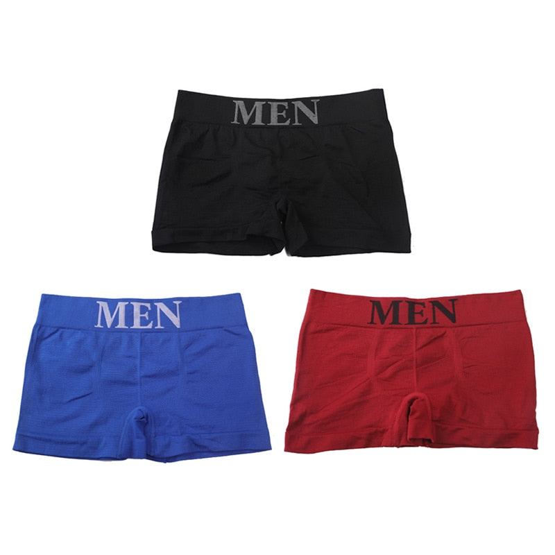 3Pcs/Lot Men's Panties Underwear Boxers Breathable Man Boxer Solid Underpants Comfortable Male Brand Shorts Black Blue Underwear