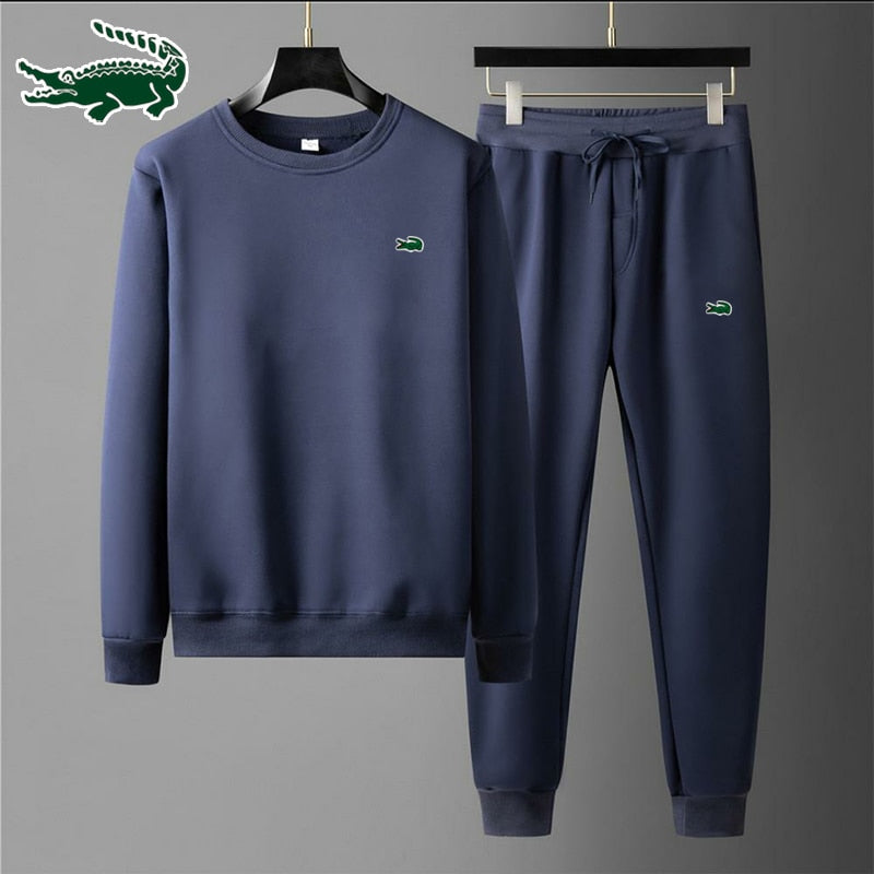 2023 New high-quality men's leisure sports round neck hoodless sweater pullover+outdoor running pants set