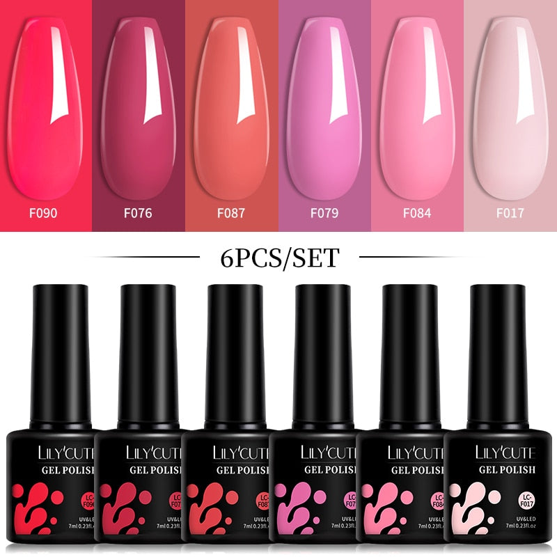 LILYCUTE 6Pcs/Set Macaron Gel Nail Polish Set