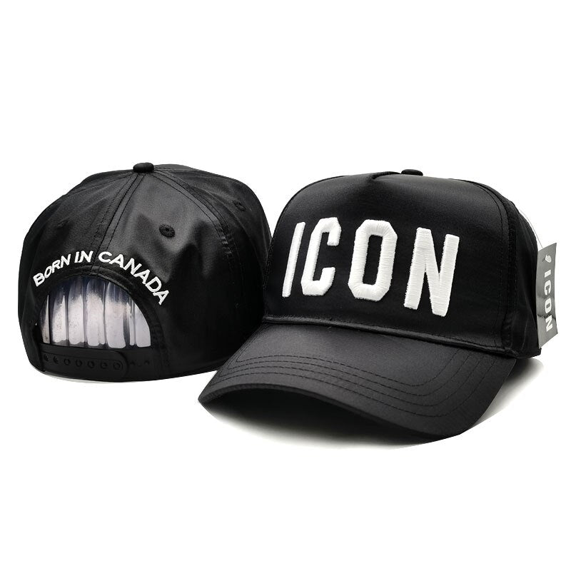 Custom Branded Hats ICON Letters Black Mens Womens Hats Baseball Caps High Quality Cotton Unisex Adjustable Baseball Caps