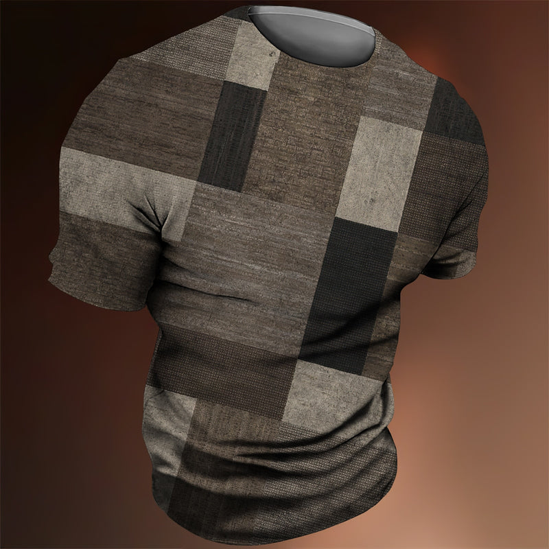 Vintage Men's T-shirt 3d Fashion Patchwork Print T Shirt