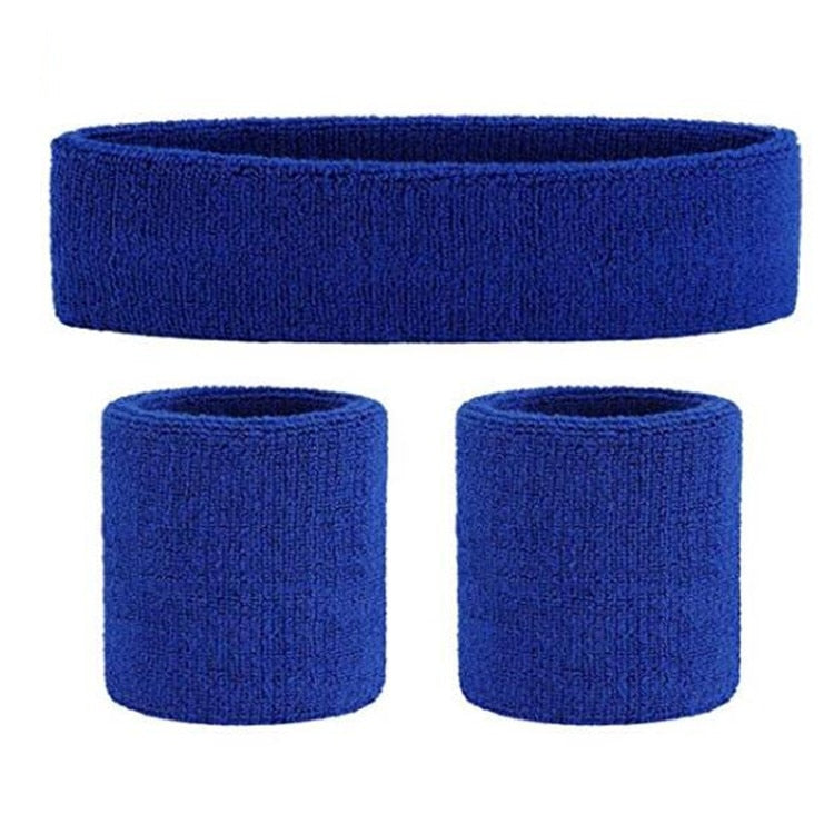 3PCs/set Mens Sports Headband Sweatband Stretch Elastic Outdoor Sport Sweat Headband Wristband Women Gym Running Tennis Headwrap