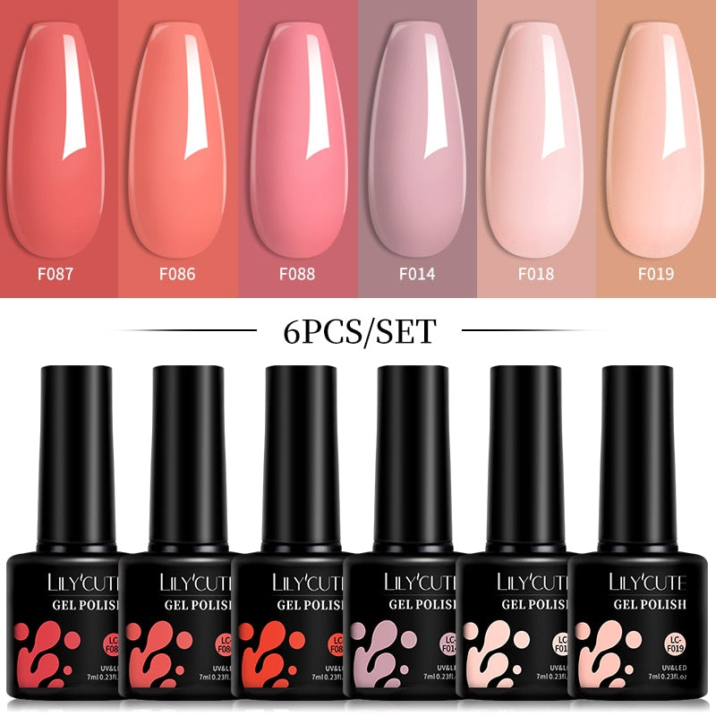 LILYCUTE 6Pcs/Set Macaron Gel Nail Polish Set