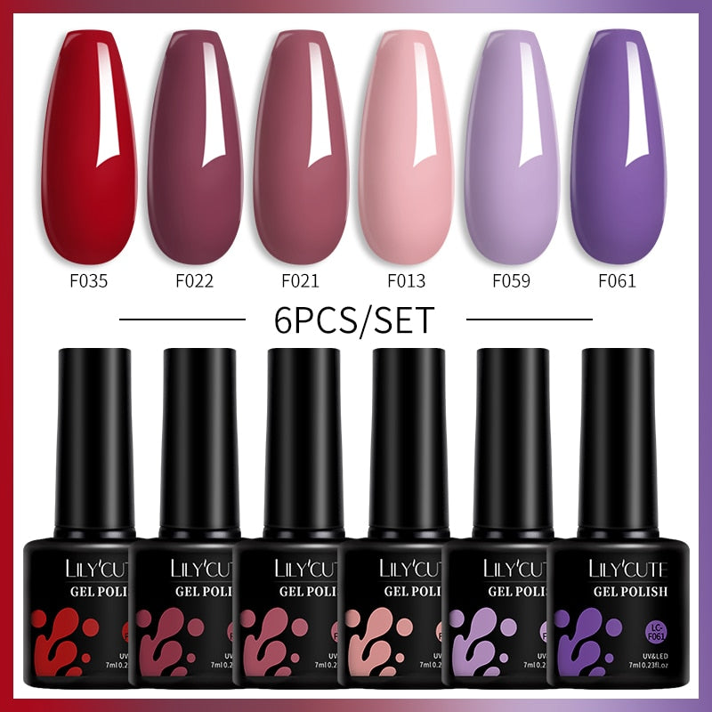 LILYCUTE 6Pcs/Set Macaron Gel Nail Polish Set