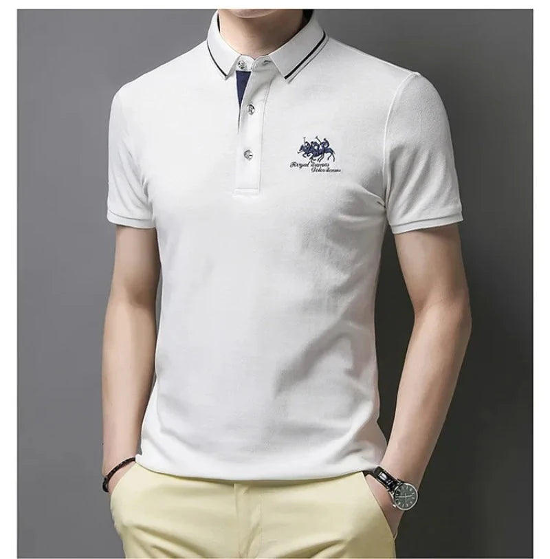 Summer Mens Embroidered Polo Shirts Short Sleeve Shirt Luxury Top Casual Lapel T-shirt Men Breathable Lightweight T Shirt Homme