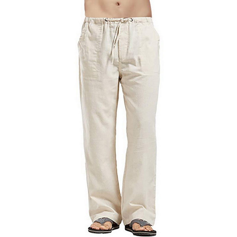 Men's Cotton Linen Pants Summer Solid Color Breathable