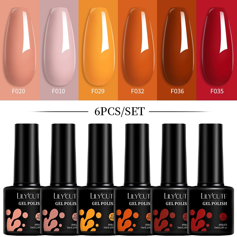 LILYCUTE 6Pcs/Set Macaron Gel Nail Polish Set